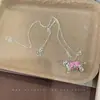 Colar Nicho Coreano Floral Cachorro Prata Brilhante Banhado Simples Moda Borboleta Colorida Dachshund Corrente Clavícula Colar
