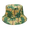 Sombrero de Sol de Playa de Verano Estampado de Palmera Tropical Sombrero de Cuenca Vacaciones Casual Versátil Sombrero de Sol Sombrero de Pescador Transfronterizo