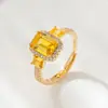 Anillo abierto cuadrado de lujo de alta calidad, de moda, con diseño de nicho, ajustable, para dieta, clásico y popular.