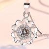 Pingente de flor de cinco pétalas totalmente cravejado de diamantes, colar de flor de temperamento elegante e gentil, pingente de personalidade moderno, brilhante e bonito, corrente para clavícula