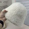 Sombrero de Cubo Sencillo para Mujer, Estilo Coreano de Moda Otoño e Invierno Color Sólido Versátil Dulce de Punto Cálido Sombrero de Pescador Moderno y Elegante
