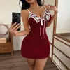 Comércio Exterior Transfronteiriço Novo Pijama Feminino Europeu e Americano, Lingerie Sexy, Camisola de Renda com Laço, Roupa de Casa Sem Costas Venda por Atacado