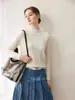 Suéter de Hilo Fantasía de Cachemir de Primera Línea 2024 Otoño/Invierno Nuevo Estilo para Mujer Cuello Semialto Capa Base Estilo Coreano Holgado Adelgazante Suéter