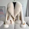 Abrigo corto de piel sintética de zorro para mujer, nuevo estilo otoño/invierno 2026, abrigo cálido, de alta gama y elegante, con cuello de piel sintética