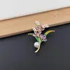 Nova Broche de Espiga de Trigo da Colheita Estilo Chinês para Mulheres, Luxo Acessível Elegante Pin de Pérola Acessórios, Corsage Elegante de Buquê de Cristal