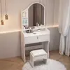 Estojo de maquiagem espelho de penteadeira de quarto com luz LED mesa de maquiagem multifuncional mesa de maquiagem moderna minimalista