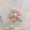 Flor de Tela Hecha a Mano Accesorios DIY Flores a Cuadros con Lentejuelas Accesorios para Ropa Infantil Cinco Pétalos en Forma de Durazno con Lentejuelas