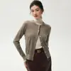 Cárdigan 100% lana merino fina de imitación, de un solo botón, cárdigan de punto sencillo, cárdigan para mujer, cuello redondo, suéter de abrigo