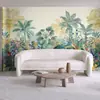 2025 Papel de Parede Paisagem Minimalista Moderna Decoração de Plantas Revestimento de Parede Contínuo Mural de Fundo para Sala de Estar Quarto Chun Xiao