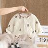 Casaco de Inverno Infantil 2024 Novo Estilo Western Roupas de Inverno para Crianças Bebês Bordado de Desenho Animado Forrado com Fleece Jaqueta Acolchoada de Algodão para Vestir