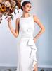 Saia Longa Europeia e Americana Transfronteiriça Intelectual e Elegante Moda Cintura com Design Pregueado Vestido de Festa Vestido Feminino de Alta Qualidade