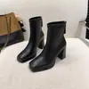 Versión de stock listo~ Botines de plataforma impermeables de tacón alto para mujer, nuevos para otoño e invierno, para personas bajas, tacón grueso, botines estilo Martin, botines franceses adelgazantes