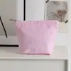 Bolsa de Cosméticos Seersucker, Neceser Portátil, Bolsa de Cosméticos Simple de Moda Rayada, Bolsa de Cosméticos de Mano, Bolso de Mujer