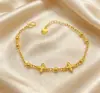 Pulseira folheada a ouro de trevo de quatro folhas doce, estilo nicho, luxo leve, requintada, versátil, acessório de joia de alta qualidade, atacado