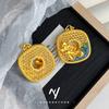 Nuevo Colgante de Estanque de Loto con Luna y Esmalte Dorado Antiguo Oro Arena Estilo Nacional Hueco Tejido Hilo de Oro Cuerda Tejida de Loto Collar