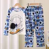 Amazon 2025 Novo Pijama Infantil Meninas Primavera e Outono Manga Longa Crianças Meninas Meninos Crianças Médias e Grandes Roupas de Casa de Outono