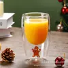 Vidrio Sándwich de Doble Capa Transfronterizo para Producto Nuevo Estilo Vacaciones Navidad Taza para Jugo Transparente Taza de Vidrio de Borosilicato