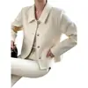 Elegante e sofisticado top casaco de malha de manga comprida estilo Chanel moda coreana casaco estilo coreano slim fit