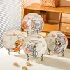 Set Combinado de Cuencos y Platos de Cerámica Co-Branded Tom y Jerry Color Bajo Esmalte Hogareño Dibujos Animados Alto Valor Resistente a Altas Temperaturas Vajilla