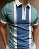 Comercio Exterior Otoño Nuevo Camisa POLO para Hombre Camiseta Casual de Manga Corta con Cuello Camisa POLO de Manga Corta con Cremallera Estampado 3D
