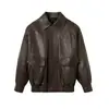 Jaqueta de Couro de Ovelha Estilo Novo Outono 2026 0044 Retro Americano Gola Lapela Ombro Caído Jaqueta Biker para Mulheres