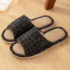 Pantuflas de Lino Estilo Xiaoxiangfeng para Hombre, Primavera y Otoño, Uso en Casa, Silenciosas, Punta Abierta, Tejido de Algodón y Lino para Todas las Estaciones, Nuevo Estilo para Mujer, Invierno y Verano
