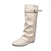 Hebilla de cinturón para mujer, botas de caballero, nueva colección otoño/invierno 2026, versátiles, elegantes, de pierna ancha, suela gruesa, botas largas