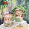 Maceteros de Jardín de Escritorio para Casa Nueva Macetas de Flores Jarrón de Niña Linda Adornos Macetas de Resina para Suculentas Creativas Macetas con Maceta