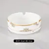 Cenicero redondo blanco simple con borde dorado, cenicero de cerámica adecuado para hoteles, casas de huéspedes, bares, restaurantes y comedores