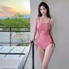 Novo Traje de Banho Estilo Chapeuzinho Vermelho Feminino Puro Desejo Alta Qualidade Body Único Emagrecedor Peito Pequeno Branco Traje de Banho para Fonte Termal