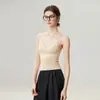 Suéter de Cachemira Nuevo Otoño e Invierno para Mujer, Adelgazante, Control de Abdomen, Camisola de Cuello en V, Sin Mangas, Tejido de Punto, Capa Base