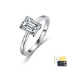 Anillo de Plata de Ley S925 con Esmeralda Moissanita de Cuatro Garras Banda Retorcida Simple Banda Pulida Joyería de Plata Ligera de Lujo