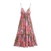 Comercio exterior al por mayor verano nuevo estilo europeo y americano estampado con cordones vestido de tirantes midi 2731 244 330