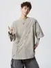 Camiseta de Manga Corta para Hombre Estilo Retro Americano 2026 Verano Nueva Marca de Moda Patchwork Tie-Dye Holgada Casual Manga Media Ropa para Hombre