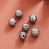 Cuentas espaciadoras de plata pura S925 finamente elaboradas con patrón de escamas de dragón vintage desgastado con textura, cuentas sueltas para enhebrar y hacer bisutería DIY, accesorios para joyería de plata