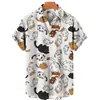2024 Transfronterizo Hombre Caliente Nuevo Camisa de Manga Corta Serie Vacaciones Hawái Estampado 3D Casual Top para Hombre
