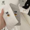 Calcetines Ji Four Elephant para Mujer Verano Delgados de Dibujos Animados Mickey Mouse Bordados Calcetines Medios Algodón Peinado Estilo Miu Calcetines Apilados para Mujer