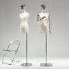 Tienda de Ropa Pecho Pequeño Modelo Galvanizado Accesorios Cuerpo Femenino de Medio Cuerpo Falso Maniquí de Ventana Soporte para Mujer Estante Exhibidor