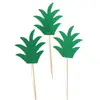 Bolo abacaxi brilhante Cartão verde inserindo folha de grama verde cartão decorativo inserindo mesa de sobremesas de festa cartão inserindo Pacote com 3