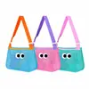 Bolsa de Playa de Malla con Diseño Simple de Ojos de Dibujo Animado Estilo Coreano Transfronteriza con Correa de Hombro Ajustable, Se Pueden Añadir Diseños