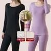 Ropa interior térmica de terciopelo para mujer, top básico sin costuras, traje de pantalones largos de otoño e invierno, engrosado con forro polar