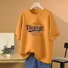 Camiseta de Algodón Puro de Verano de Manga Corta de Longitud Media para Mujer, Talla Grande, Corte Holgado, Cubre los Glúteos, Oculta el Vientre, Efecto Adelgazante, Top de Tallas Grandes