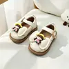 16-20 yardas Zapatos de Bebé para Niñas de Otoño Zapatos Cuadrados de Boca de Dibujos Animados Zapatos para Gateo de Bebé Suela Suave Zapatos de Cuero Pequeños de Princesa