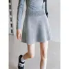 Falda Corta de Punto Fino de Lana Nueva Estilo Coreano con Rayas Finas Moda Otoño Invierno Falda Casual Falda de Mujer