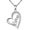 Collar con colgante de corazón de amor con cadena de clavícula de plata, joyería de plata, colgante en forma de corazón Mori