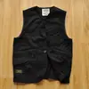 Colete de Trabalho Retro Estilo Japonês com Múltiplos Bolsos Lavado Jovem Unissex Casal Versátil Cor Sólida Colete Tendência