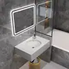 Lavabo pequeño ultraestrecho de pared para apartamento, tocador de mármol para baño, alquiler de B&B, simple