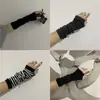 Manga Larga Cruzada Oscura Lolita Rayada Ninja Sin Dedos Cubierta de Manga Larga para Cosplay