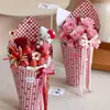 Papel de Presente Florido Xadrez Vermelho Flor Flores Artesanal DIY Buquê de Presente Papel Kraft Espessado Vintage Papel de Embalagem para Florista