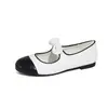 Apartamento 2025 Estilo Pequeno e Fragrante Feminino Primavera Novo Sapatos de Ballet Pele de Cabra Bico Redondo Mary Jane Sapatos Femininos Boca Rasa Laço